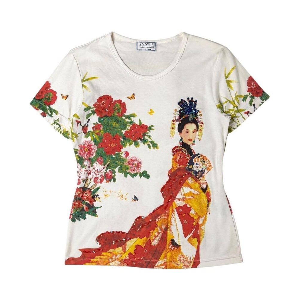 P&N beaded graphic art print tee